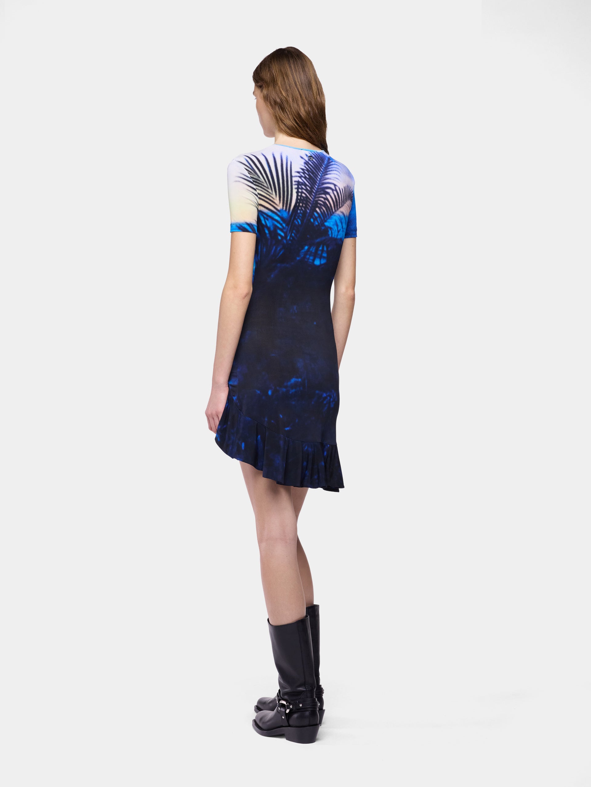 Mini Dress in Sunset-Printed Second-Skin Jersey position 3