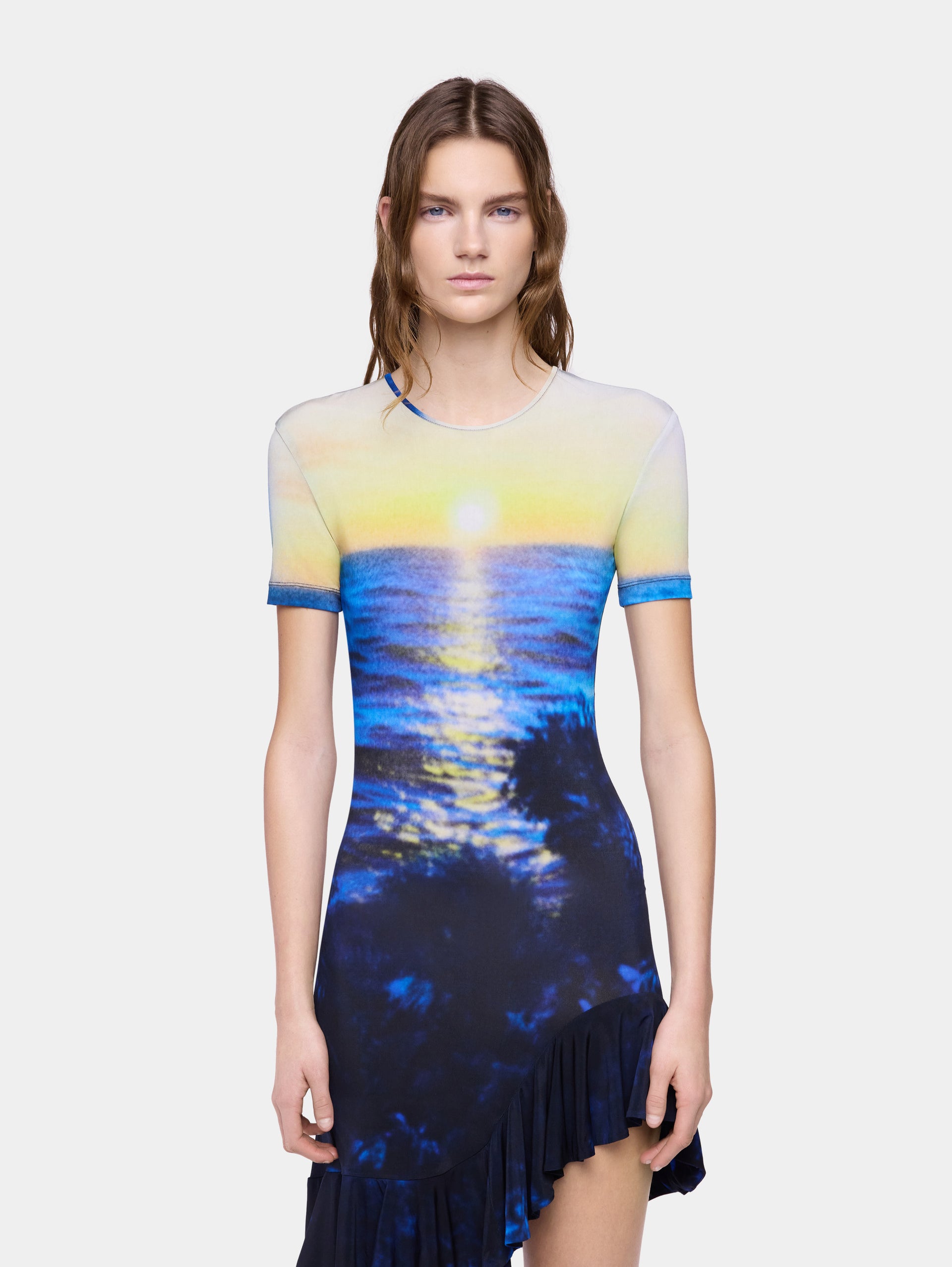 Mini Dress in Sunset-Printed Second-Skin Jersey position 4