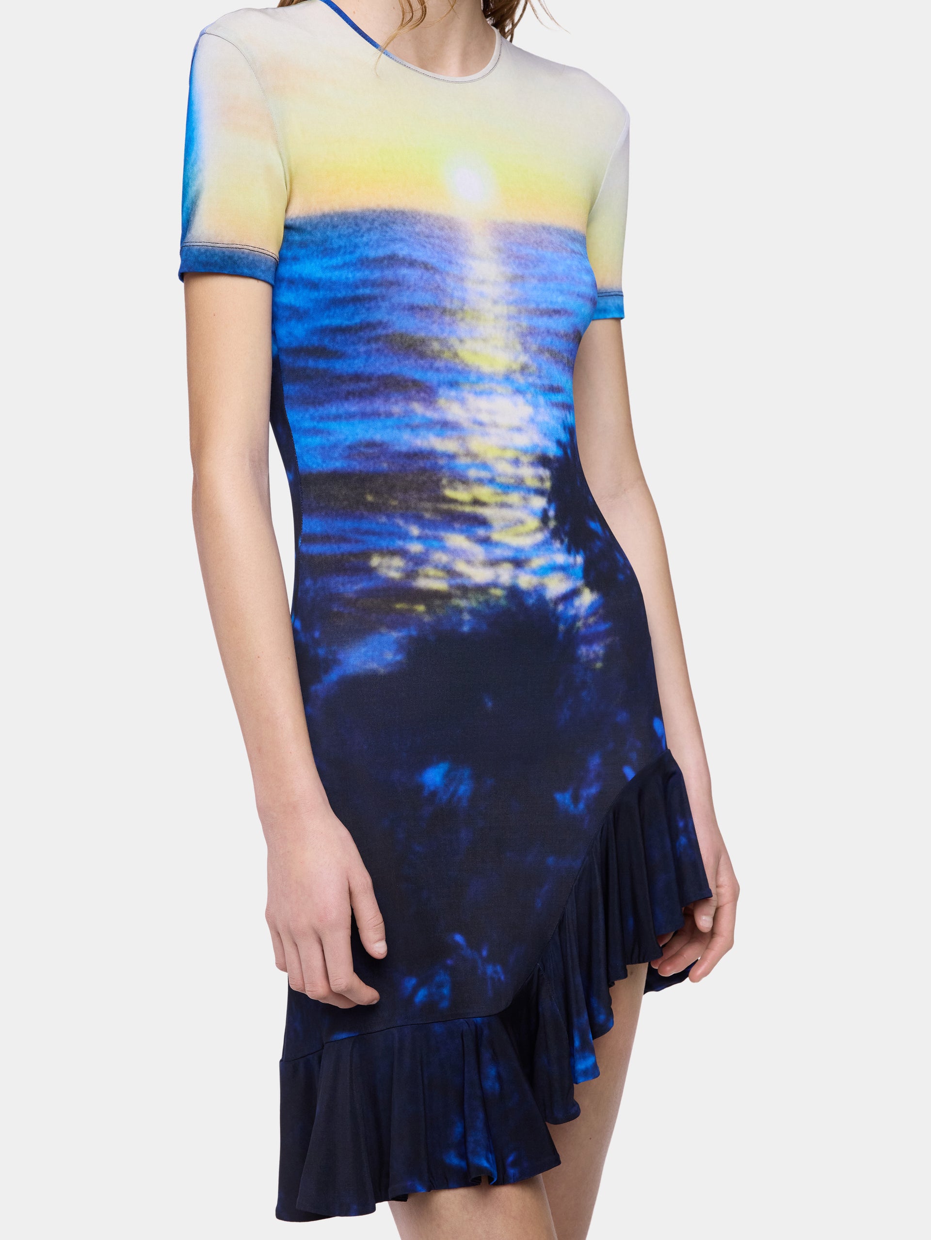 Mini Dress in Sunset-Printed Second-Skin Jersey position 5