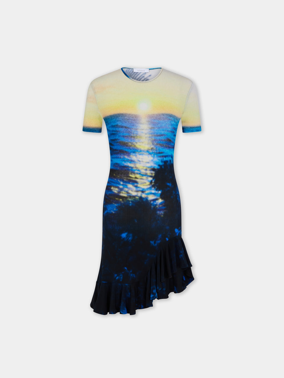 Mini Dress in Sunset-Printed Second-Skin Jersey - Image 1