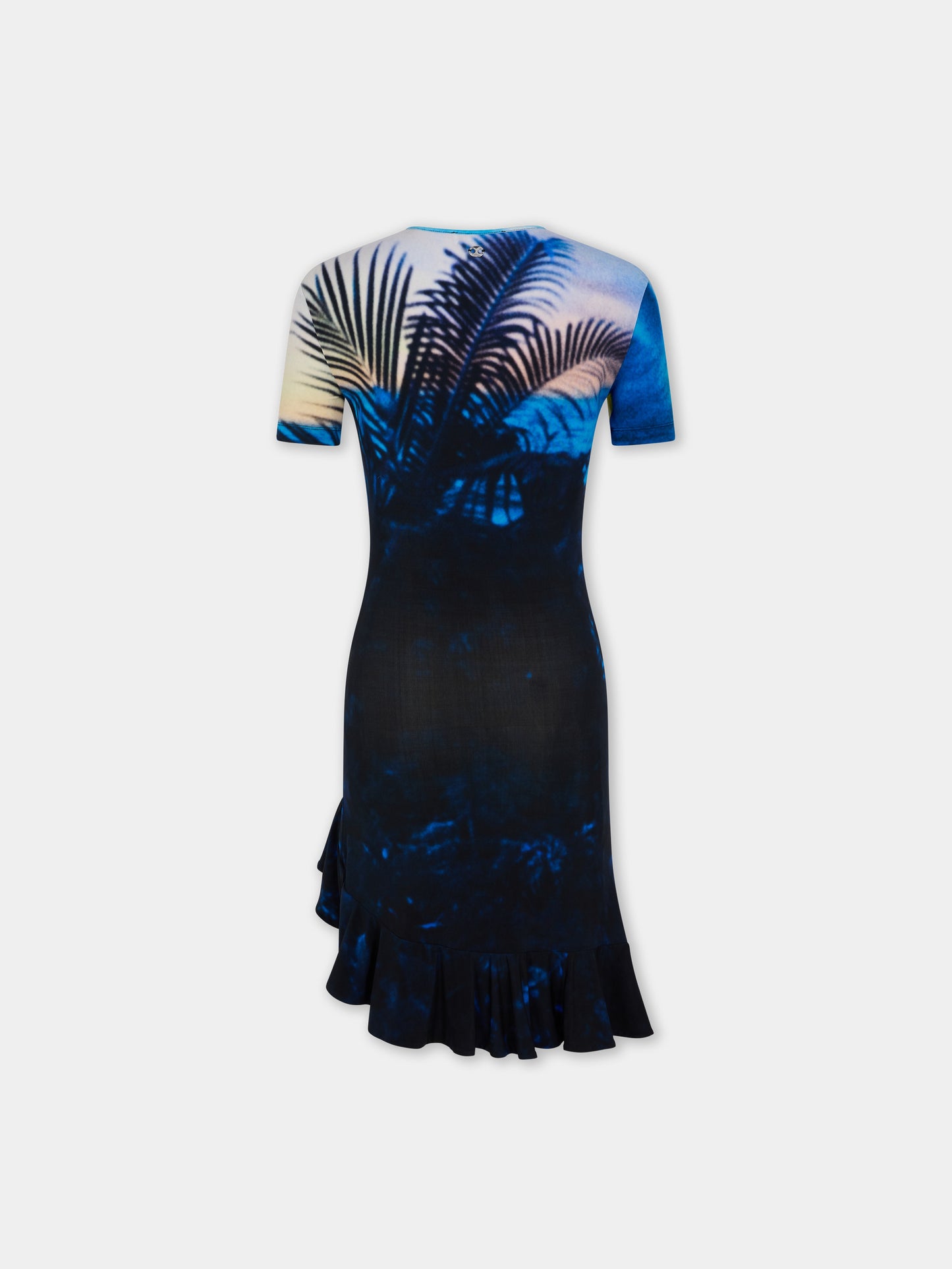 Mini Dress in Sunset-Printed Second-Skin Jersey