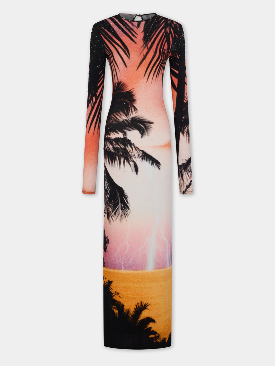 Maxi Dress in Thunderstorm-Printed Second-Skin Jersey - Image 1