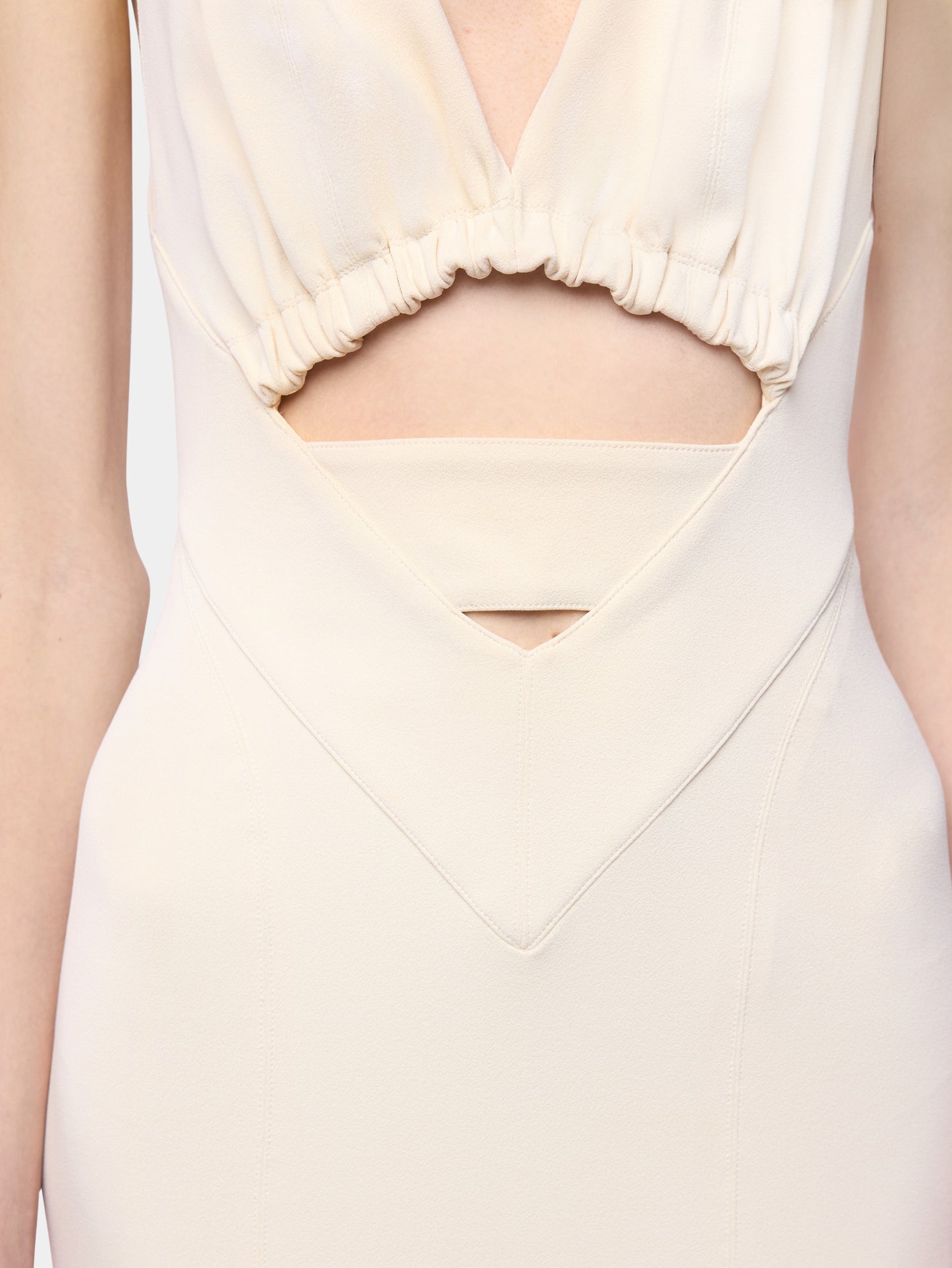 Midi dress in off white viscose jersey