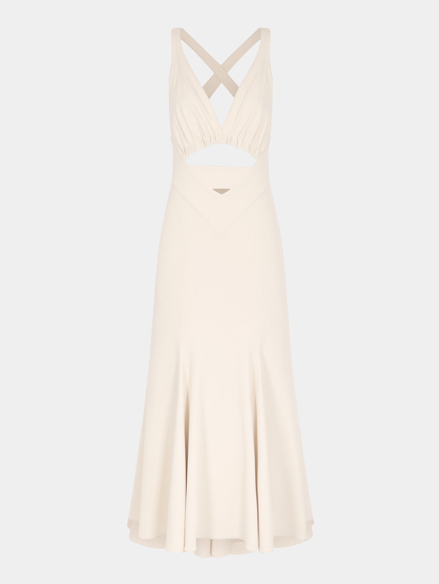 Midi dress in off white viscose jersey