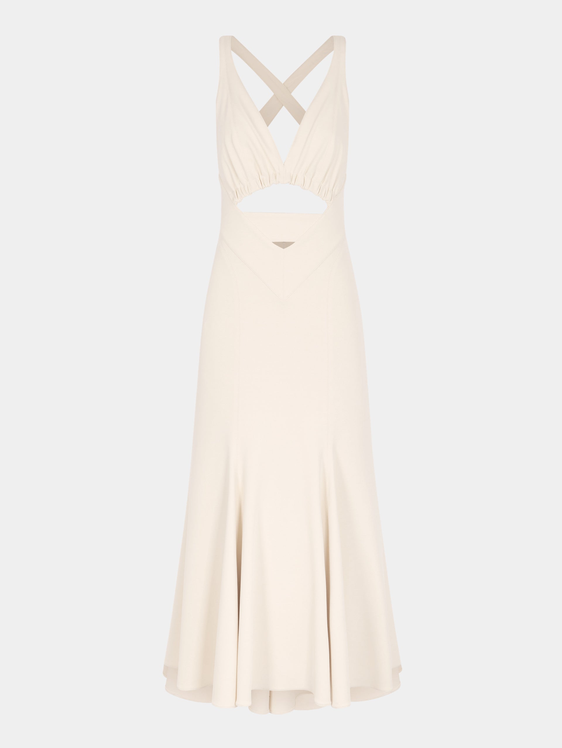 Midi dress in off white viscose jersey