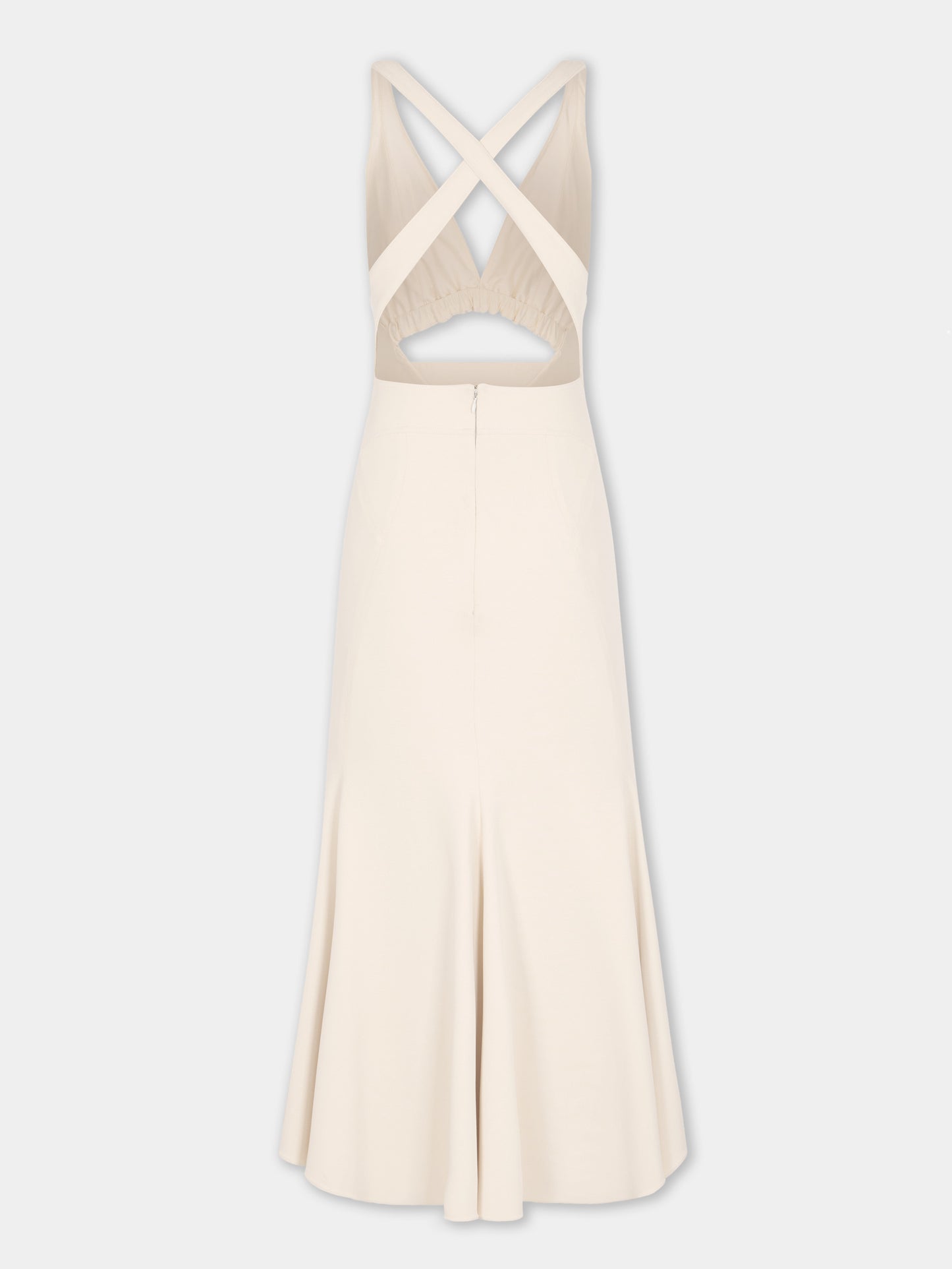 Midi dress in off white viscose jersey
