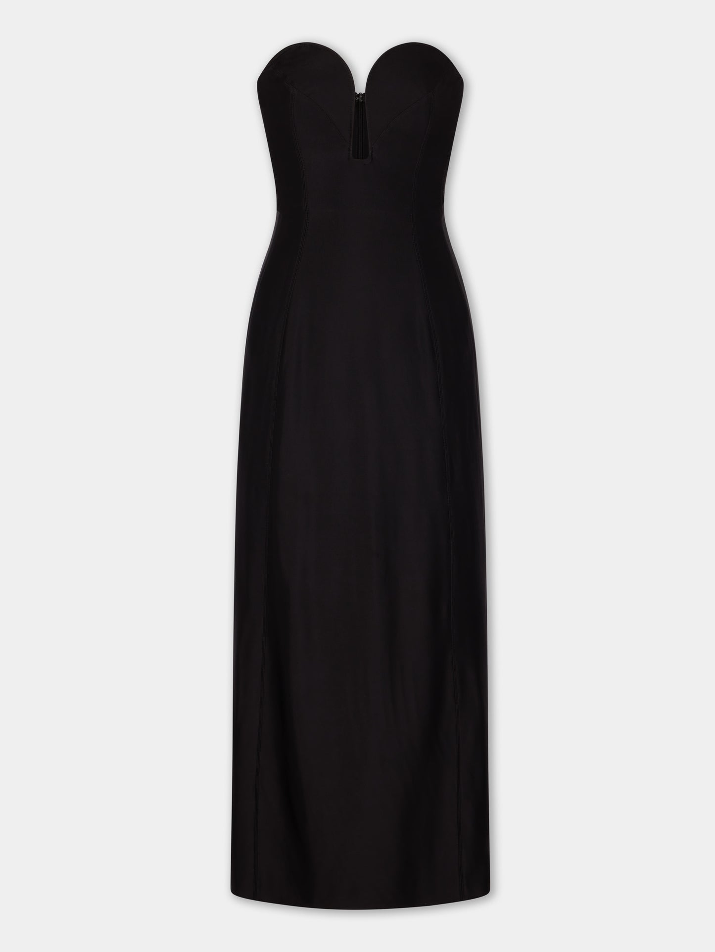 Robe midi en jersey de viscose noir avec bustier structuré en forme de cœur