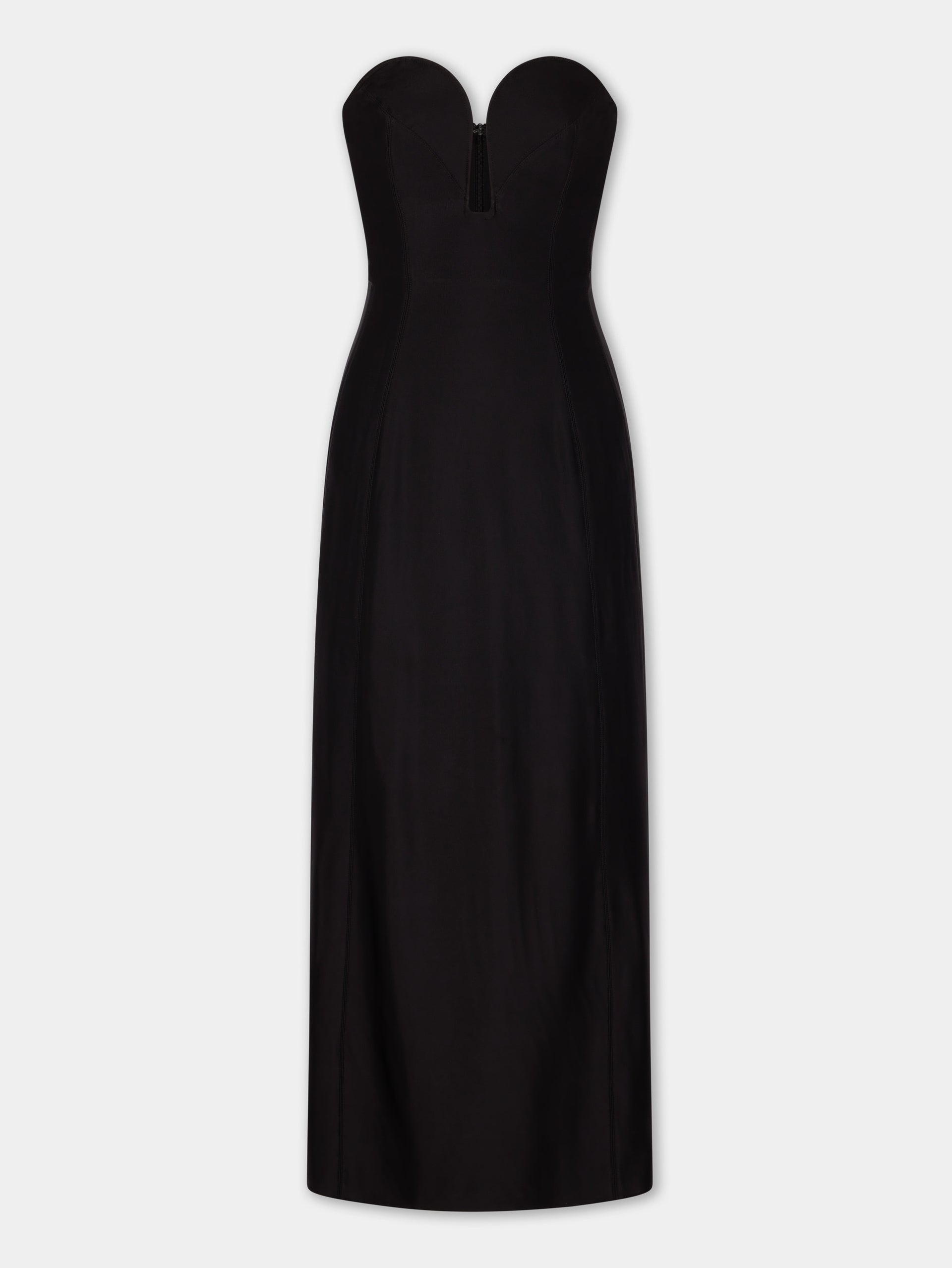 Robe midi en jersey de viscose noir avec bustier structuré en forme de cœur