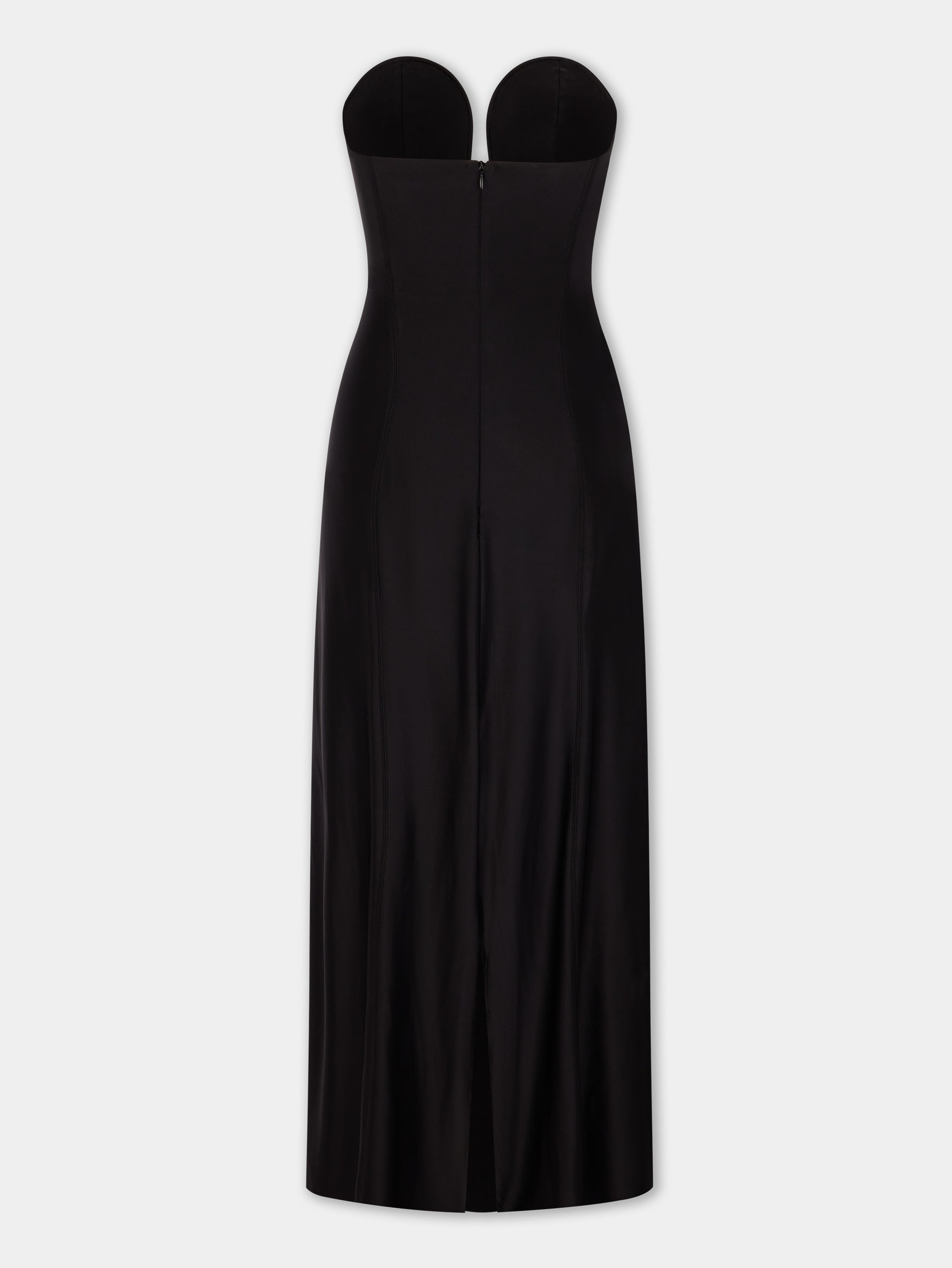 Robe midi en jersey de viscose noir avec bustier structuré en forme de cœur