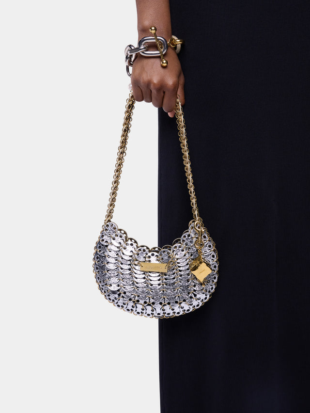 Moon Flip Bag in reversible silver and gold leather - Image 2