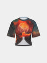 T-shirt en coton imprimé feu d’artifice avec détail piercing signature