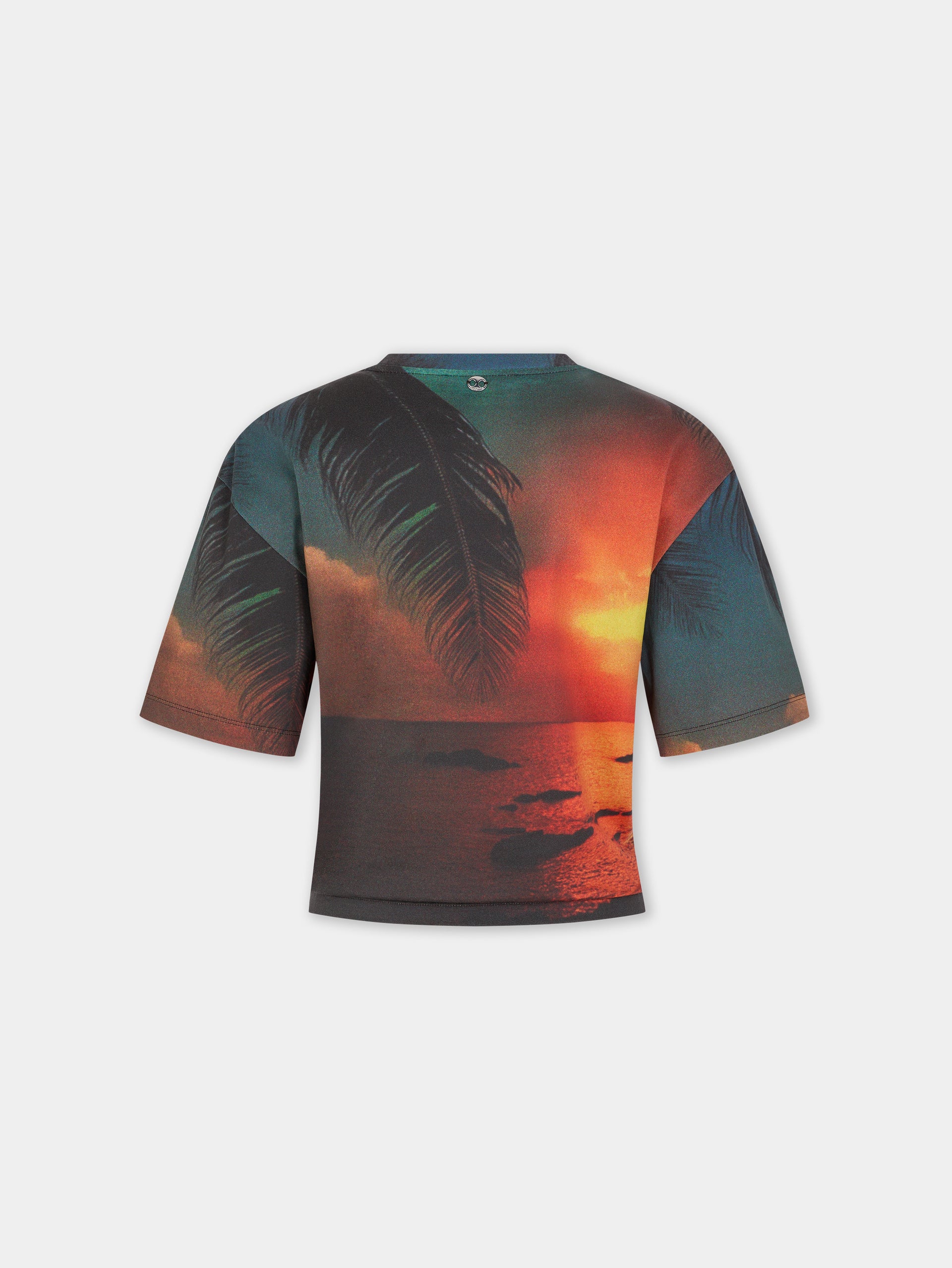 T-shirt en coton imprimé feu d’artifice avec détail piercing signature