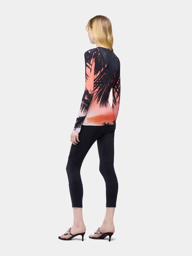 Long-Sleeved Top in Thunderstorm-Printed Second-Skin Jersey - Image 3