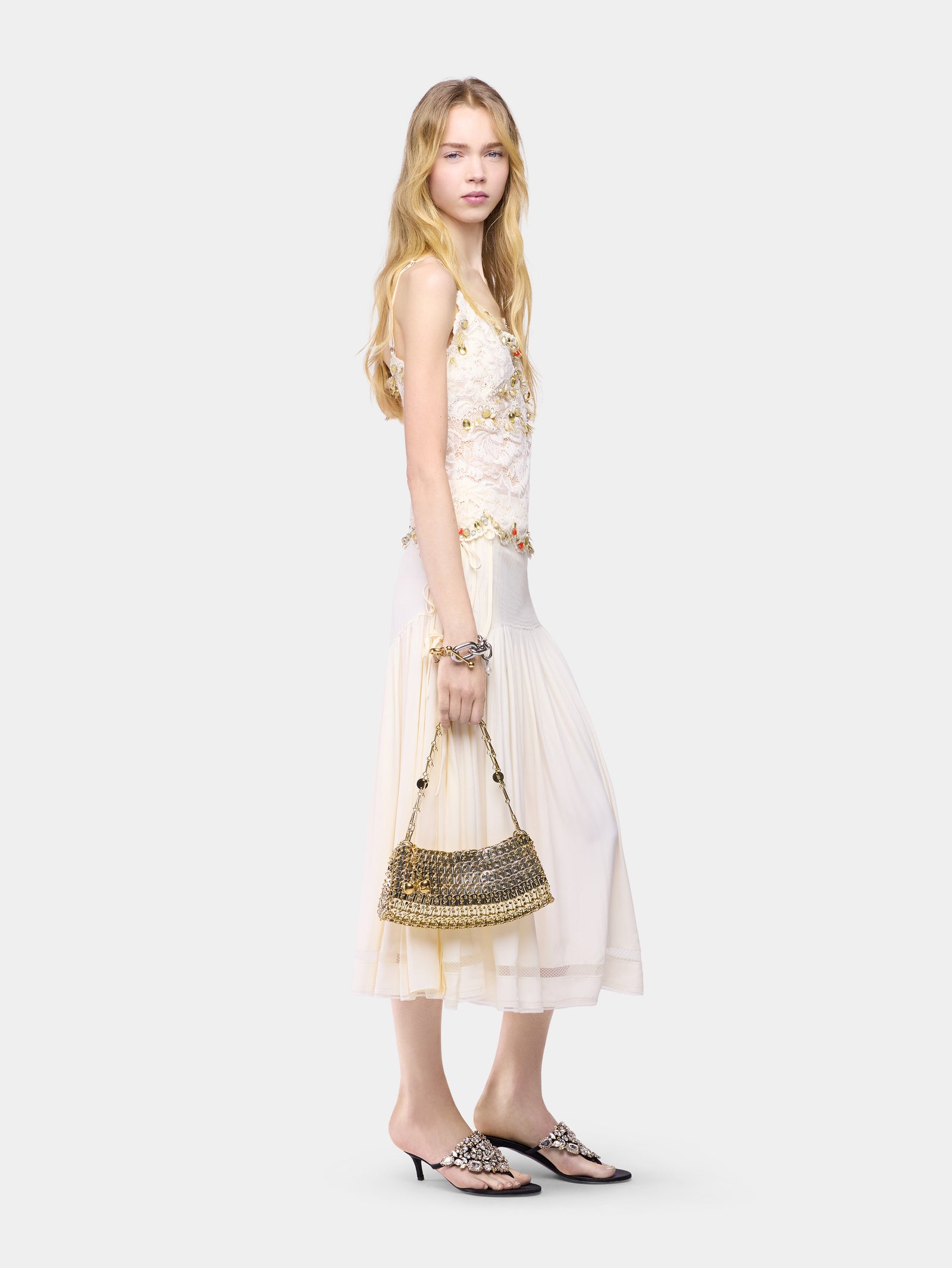 2969 clutch gold metal bag packshot side view - Image 2