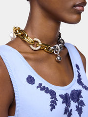 Necklace XL Link in bi-color punk style packshot side view 2