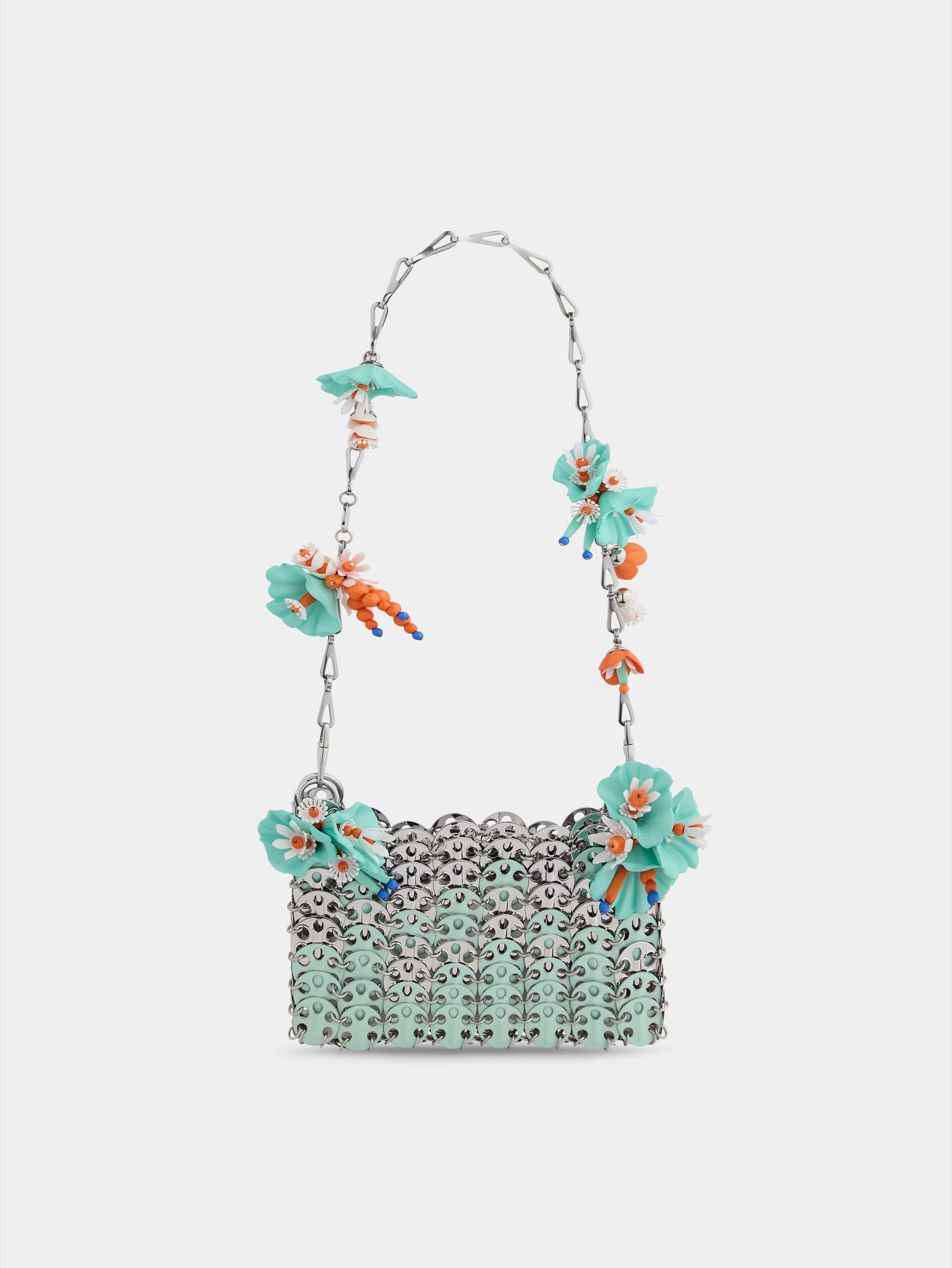 1969 Nano bicolor silver and green bag with flower details position 1 - Image 1