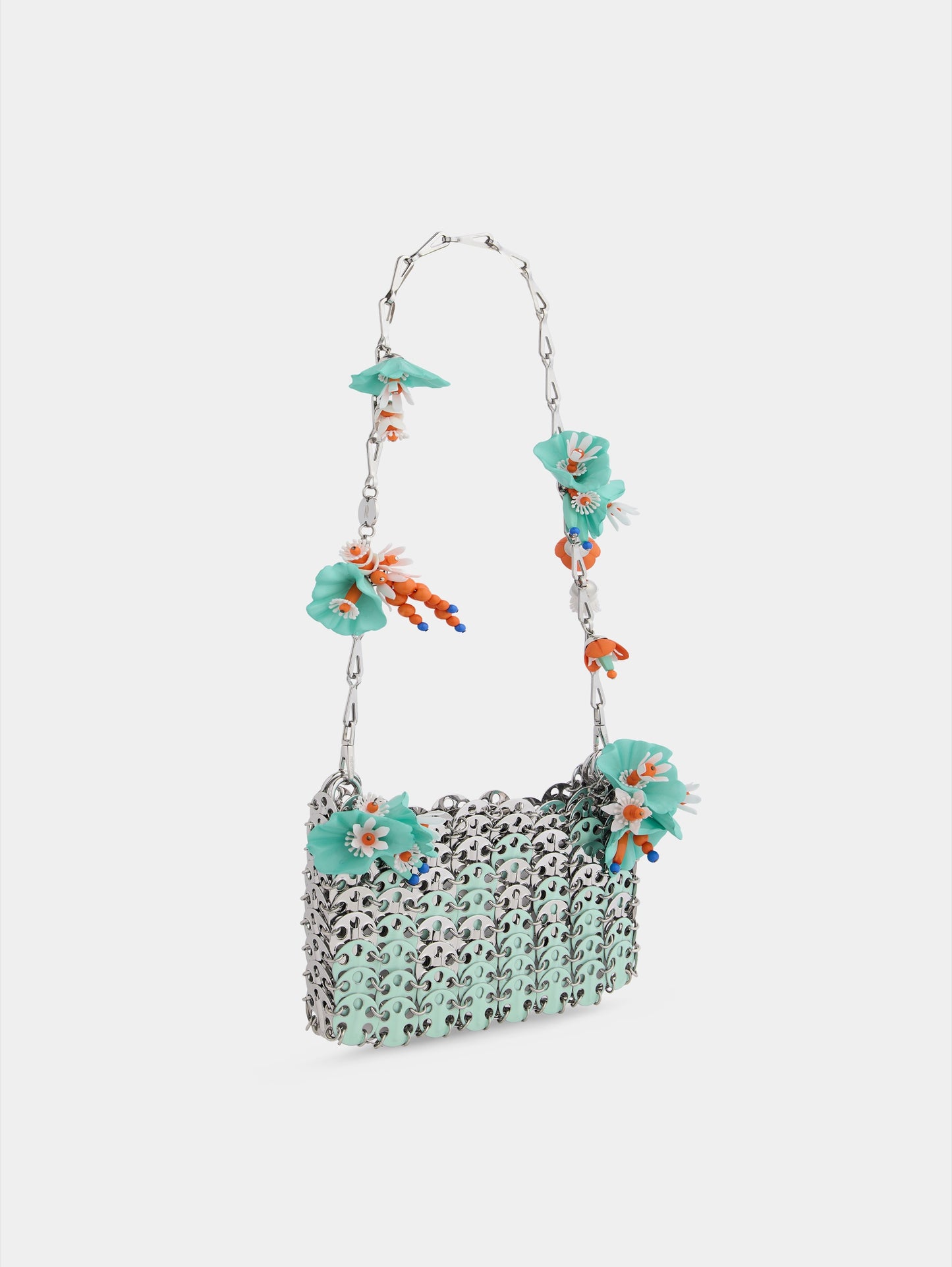 1969 Nano bicolor silver and green bag with flower details