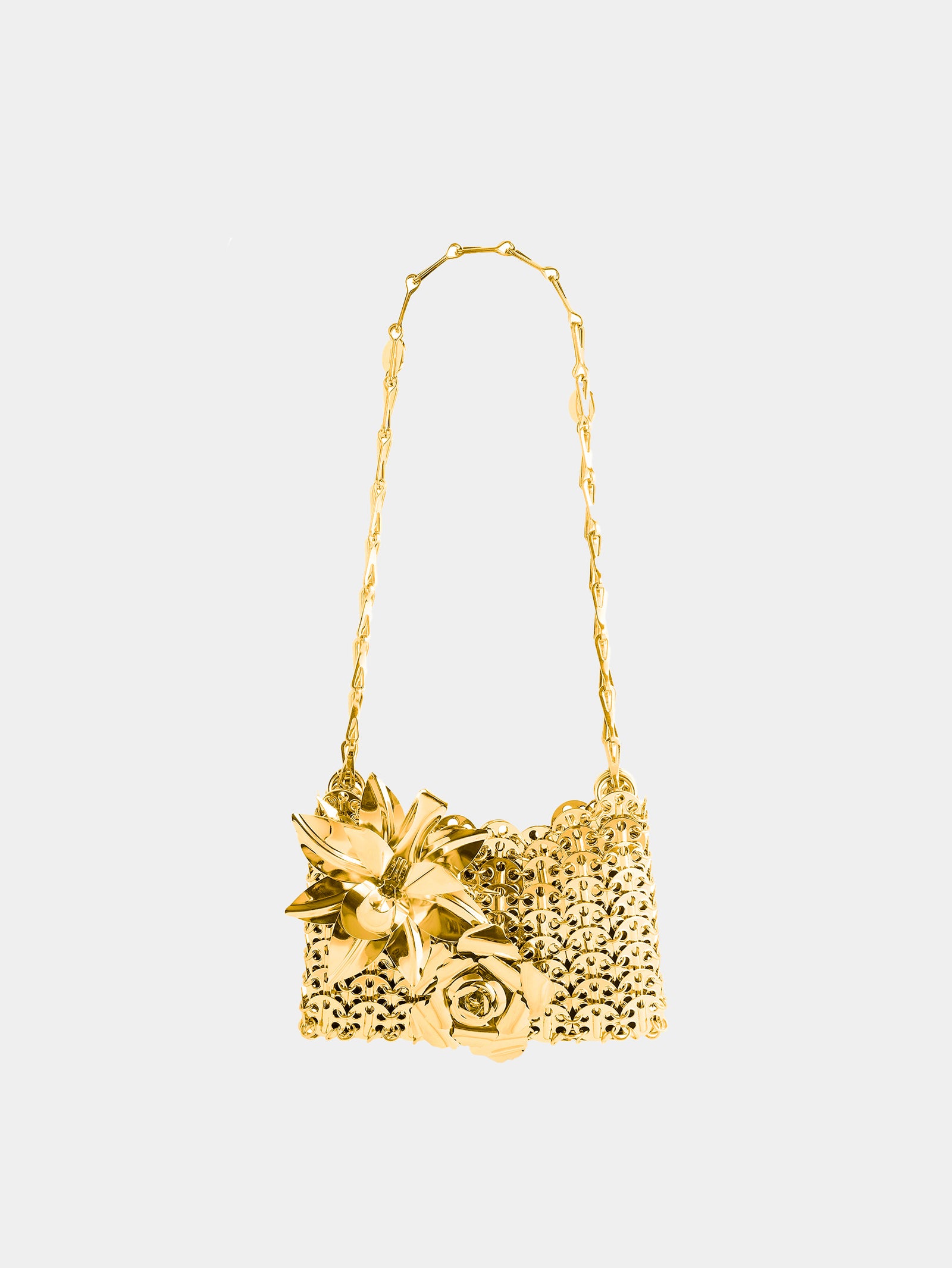 1969 Nano gold bag with metal ton on ton flower detail packshot front view - Image 1