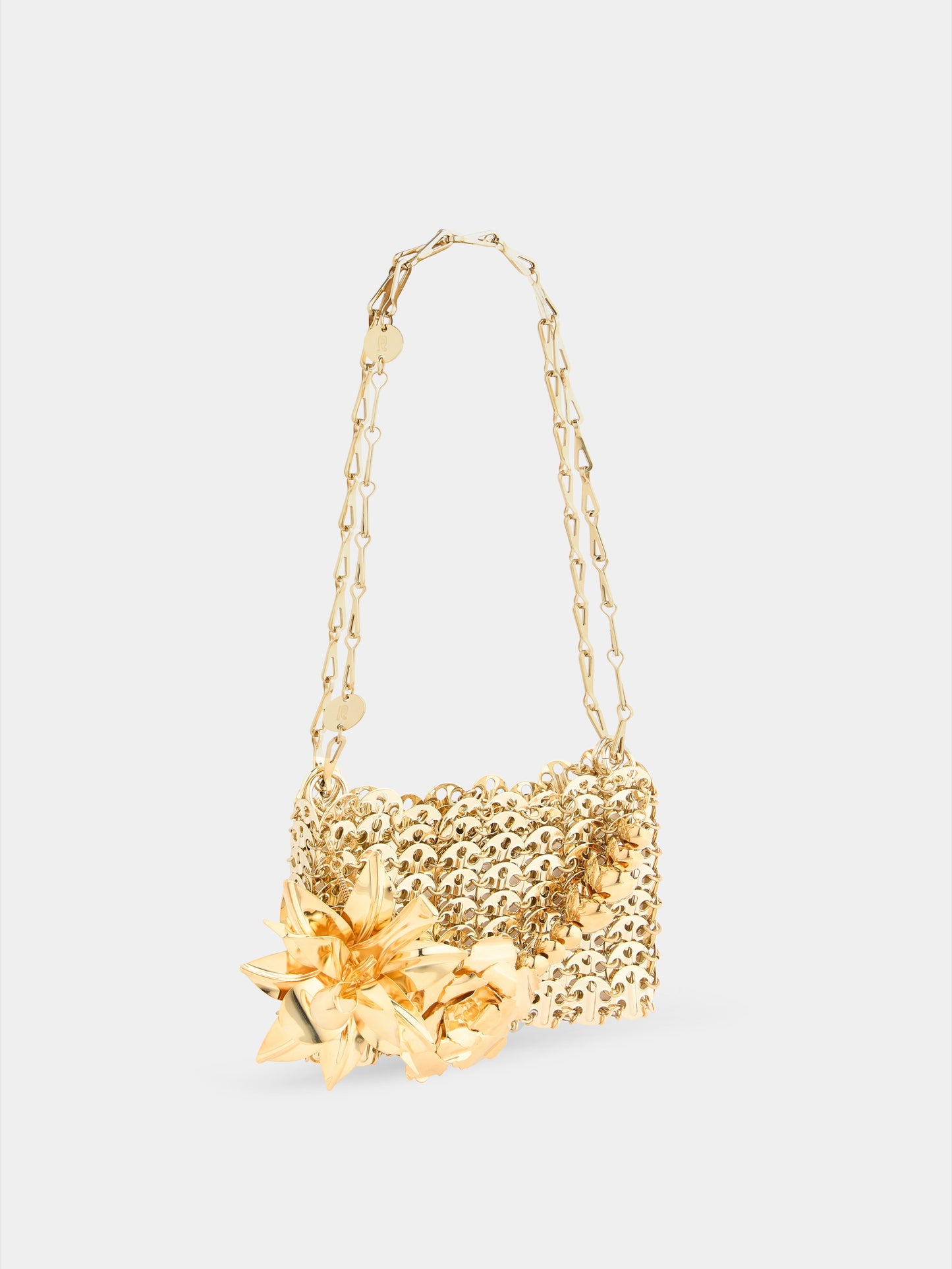 1969 Nano gold bag with metal ton on ton flower detail