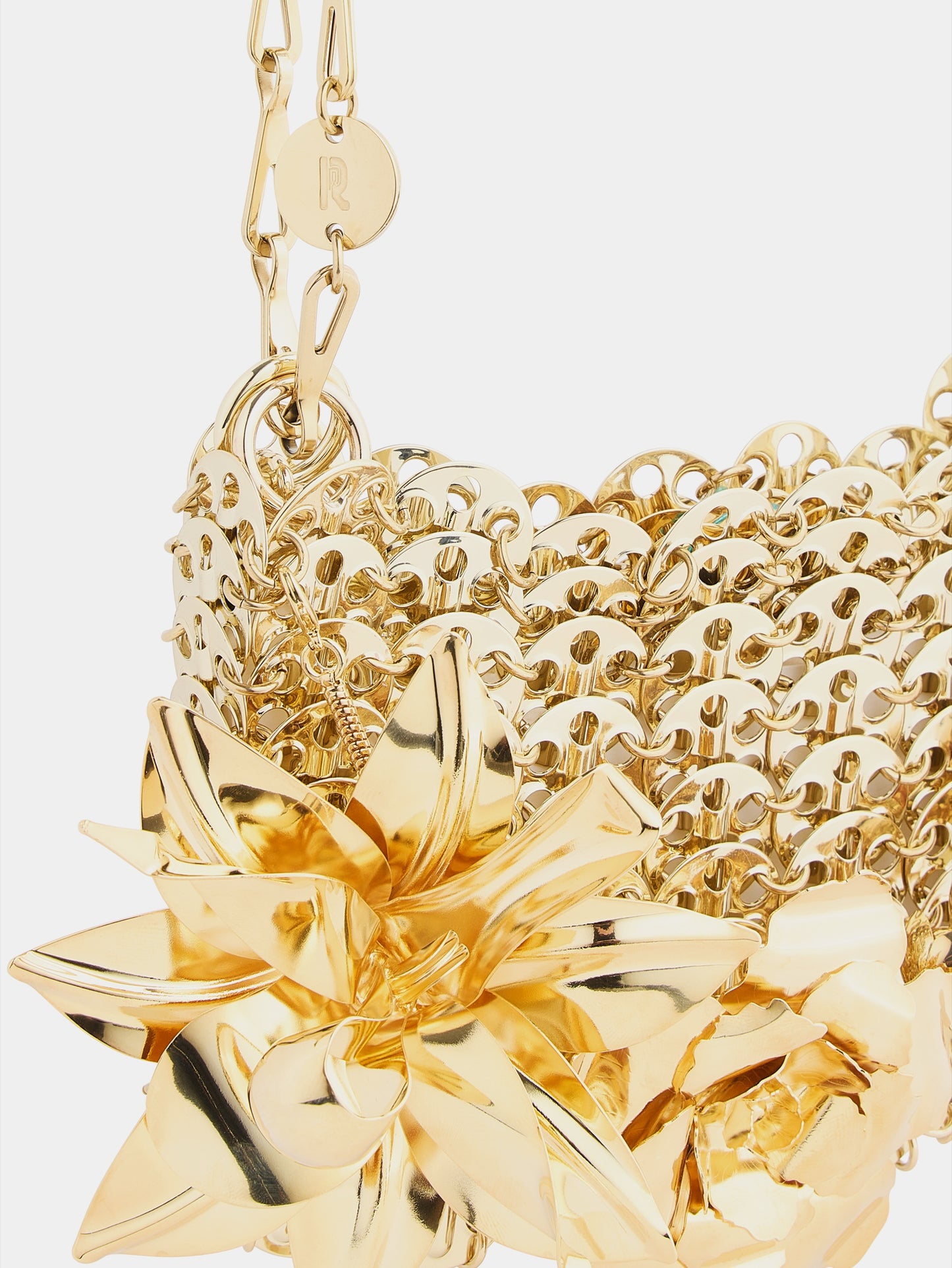 1969 Nano gold bag with metal ton on ton flower detail