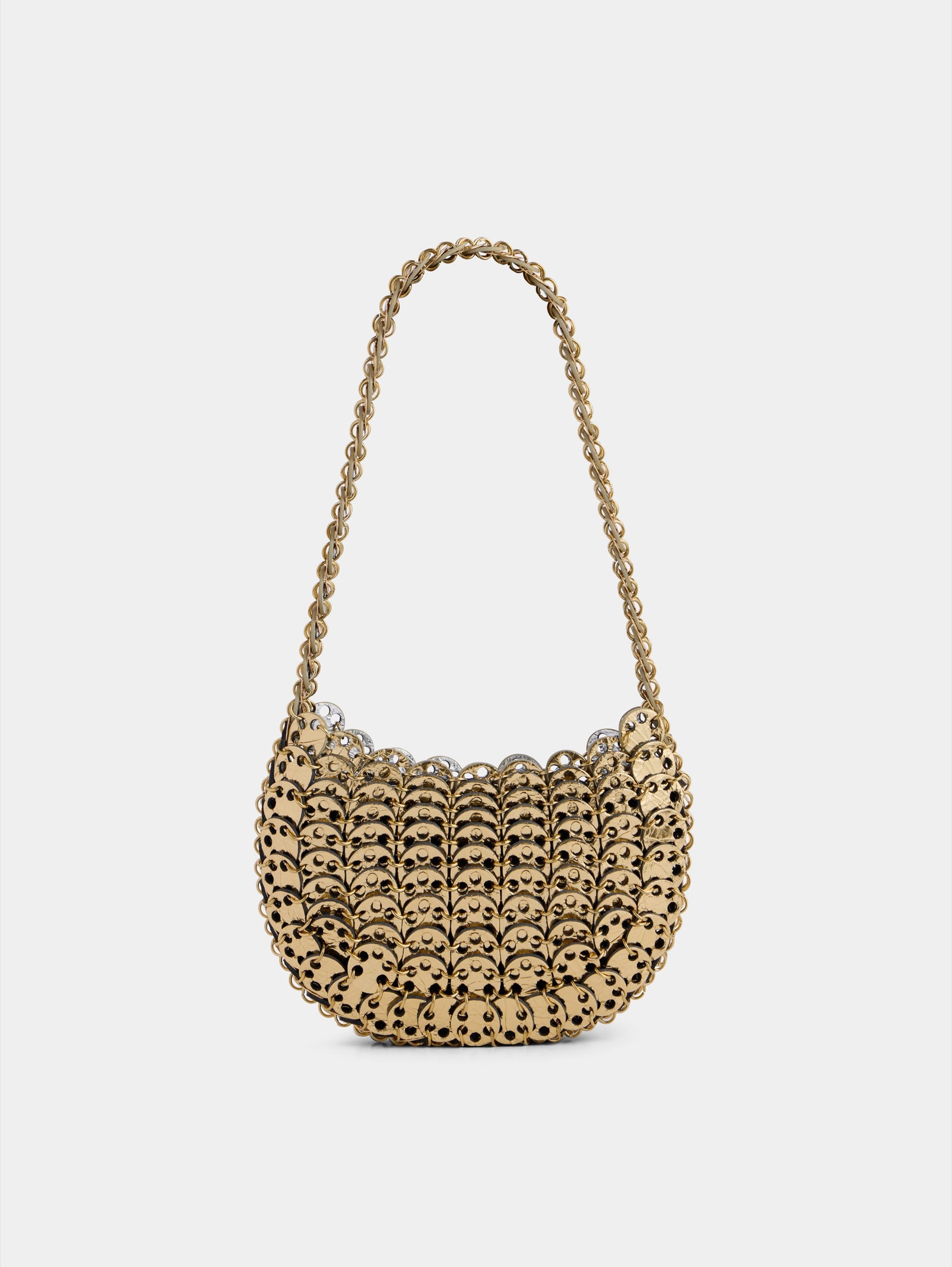 Moon Flip Bag in reversible silver and gold leather packshot side view 1 - Image 1