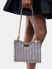 2969 Flip bag in reversible silver and gold leather packshot side view