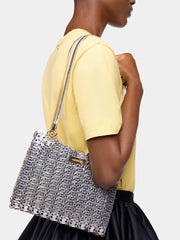 7969 Flip bag in reversible silver and gold leather packshot side view