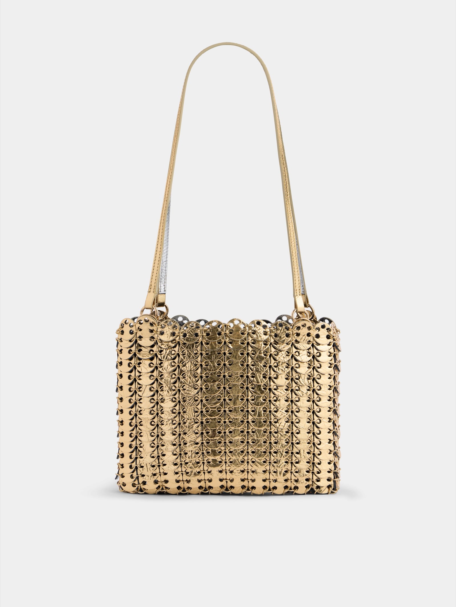 1969 Flip bag in reversible silver and gold leather packshot side view - Image 1