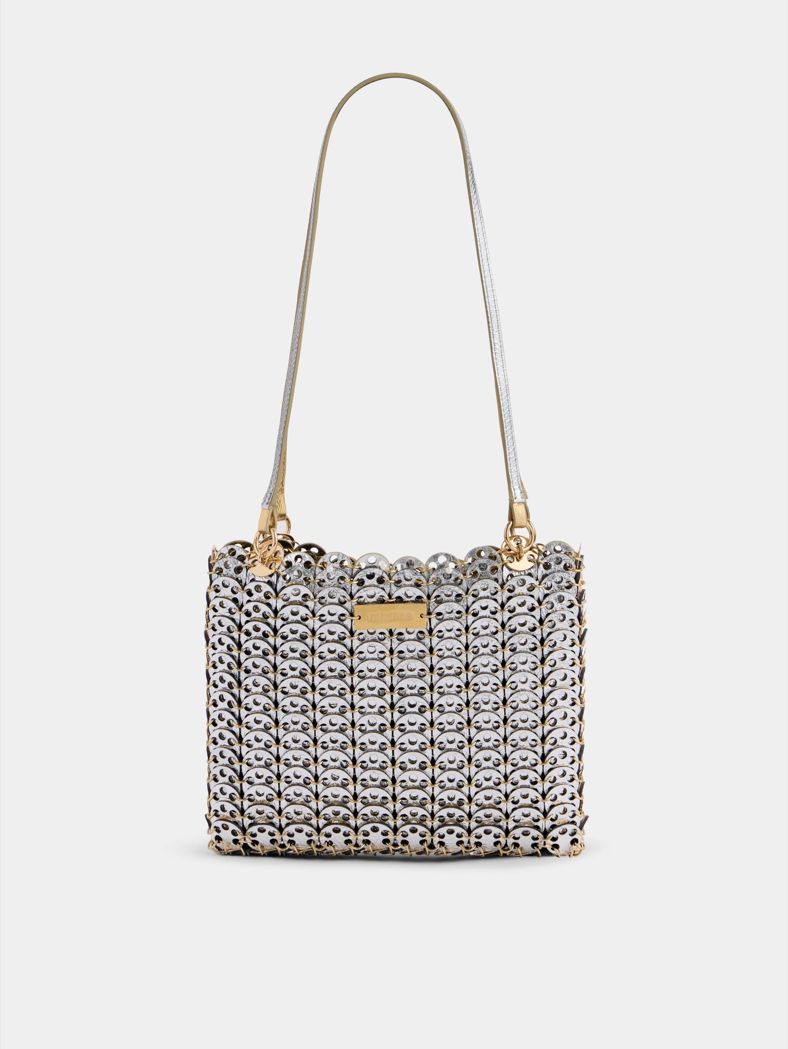 3969 Flip bag in reversible silver and gold leather packshot side view - Image 3