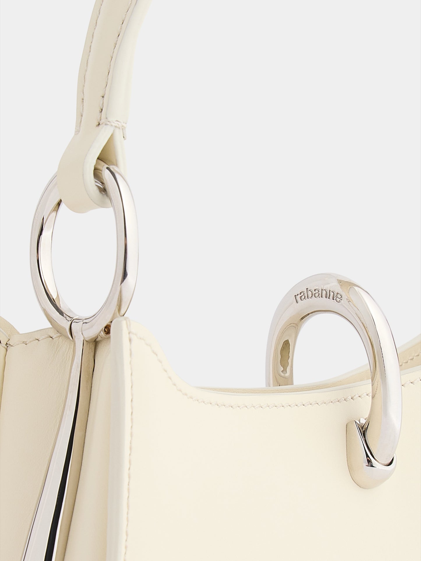 Micro Ring Ivory Leather Bag