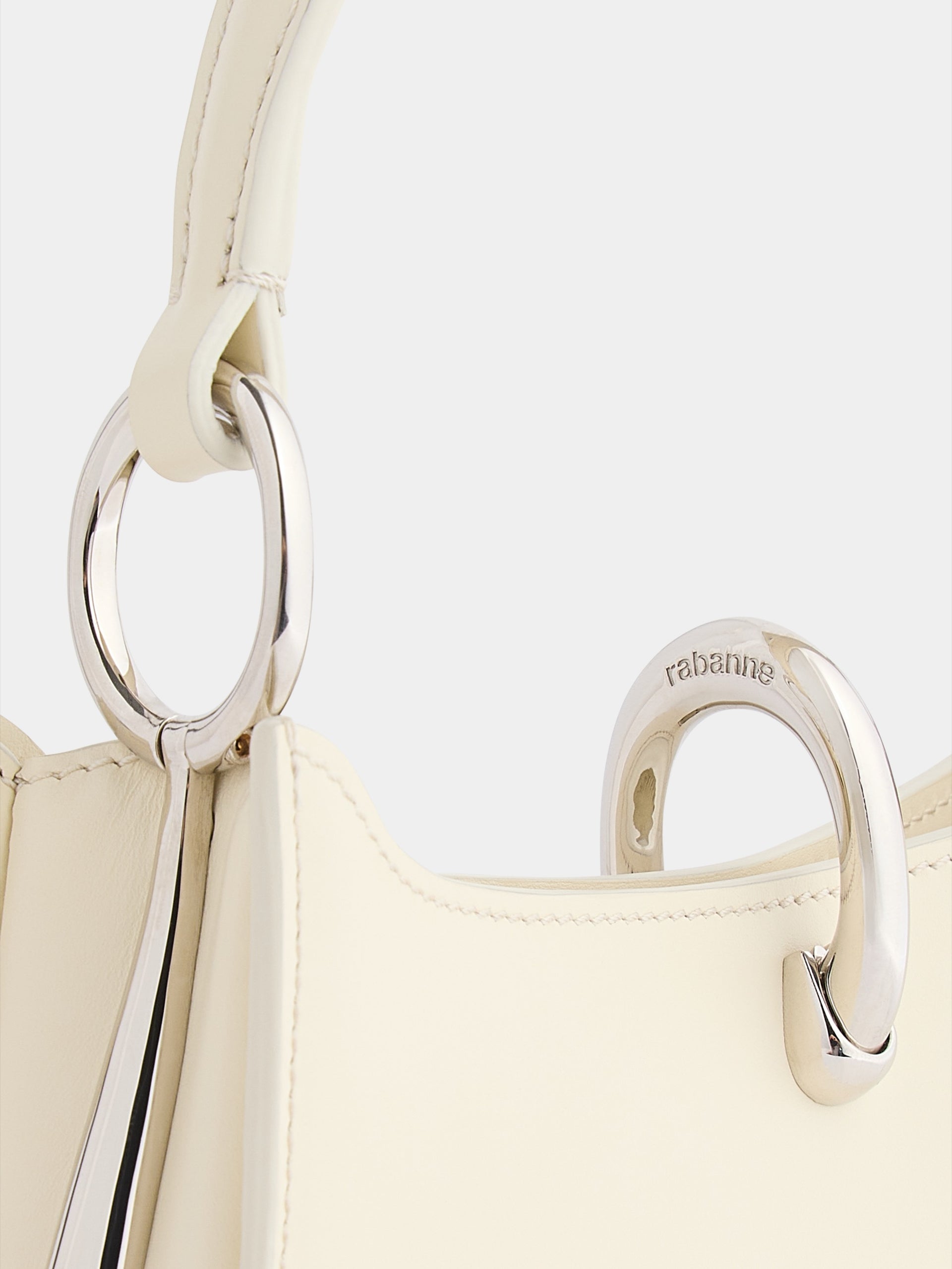 Micro Ring Ivory Leather Bag