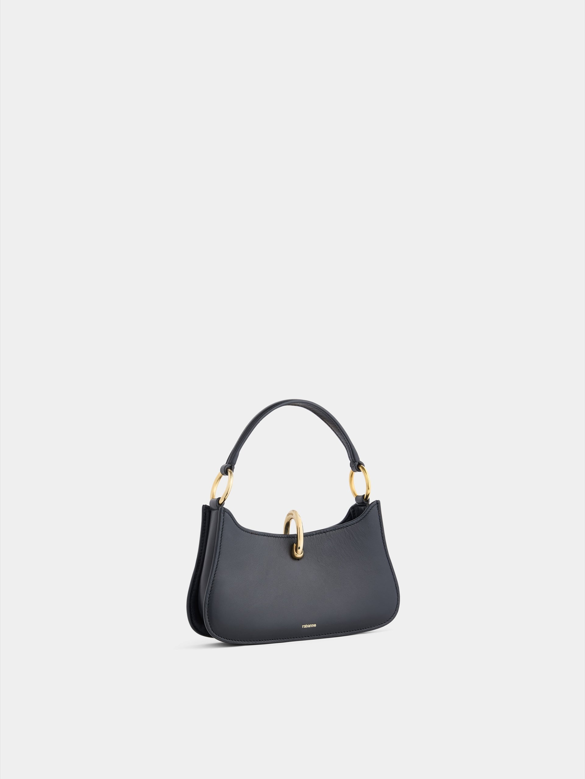 Micro sac Ring en cuir noir