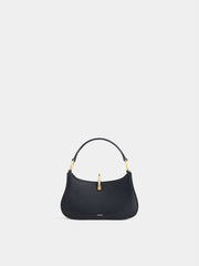 Micro Ring Black Leather Bag