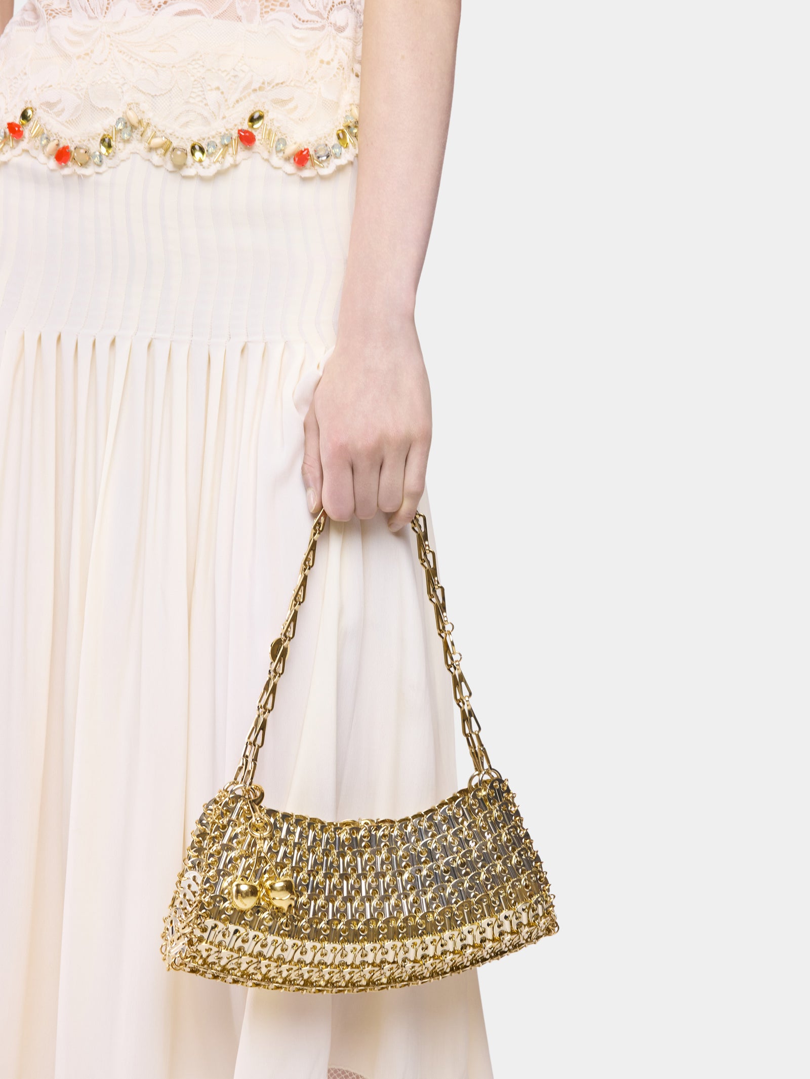 3969 clutch gold metal bag packshot side view - Image 3