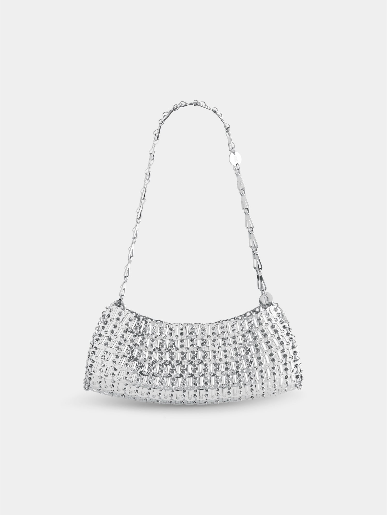 3969 clutch silver metal bag packshot side view - Image 3