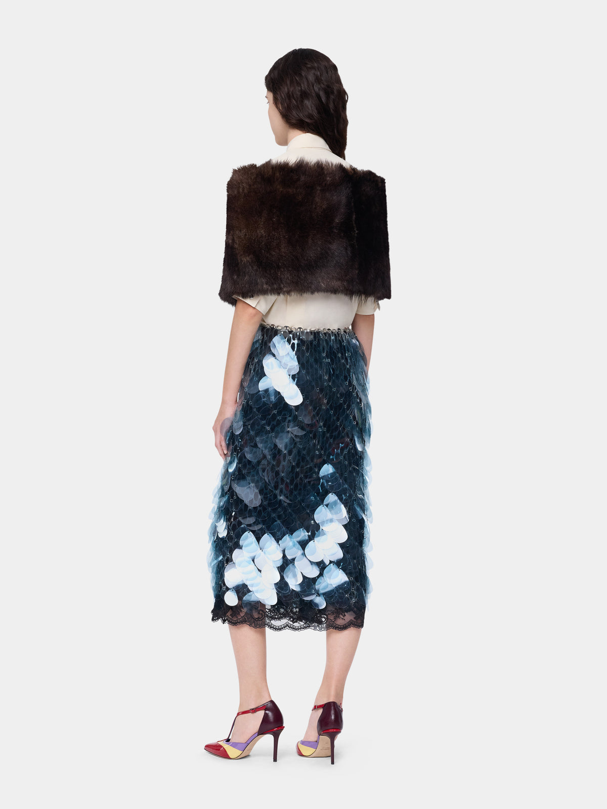 Brown shearling stole - Image 3