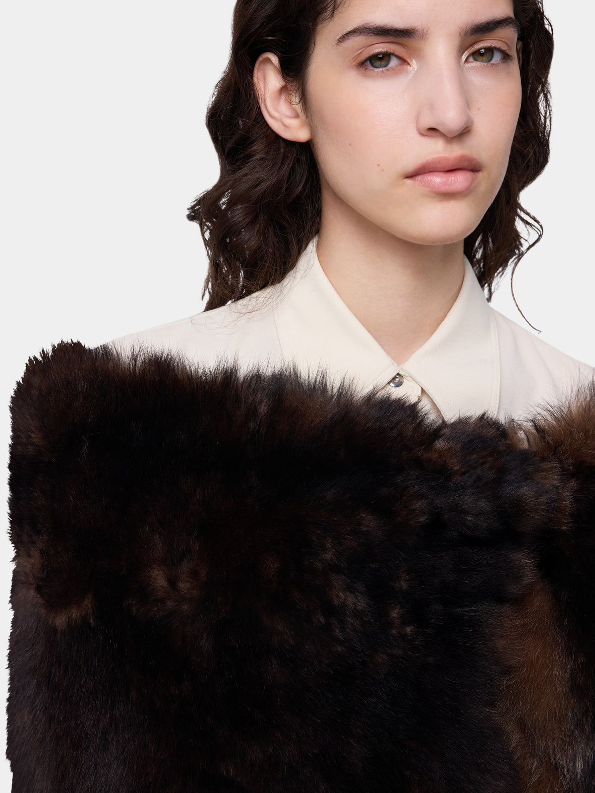 Brown shearling stole