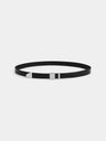 Ceinture en cuir noir avec boucle rectangulaire argentée