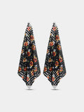 Black liberty print mesh earrings