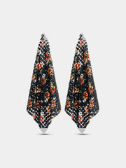 Black liberty print mesh earrings