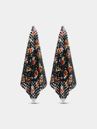 Black liberty print mesh earrings