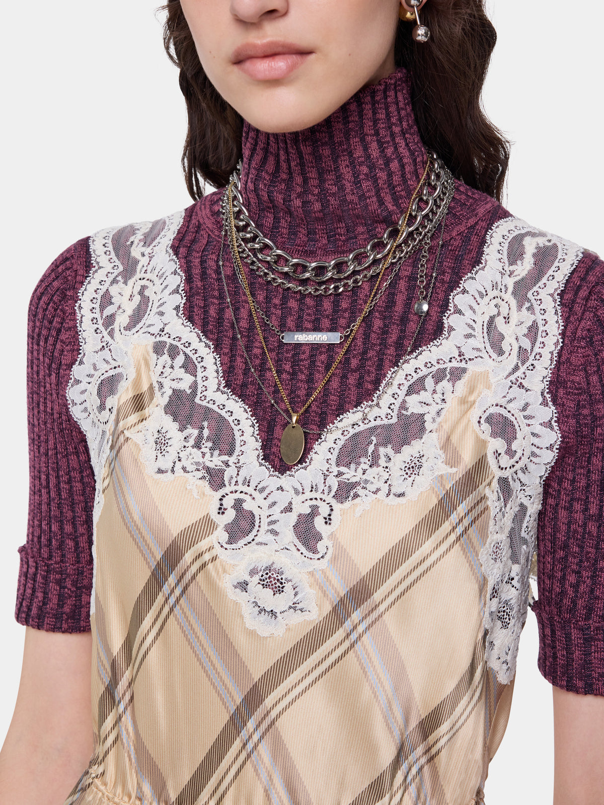 Punk multi chain bicolor necklace - Image 2