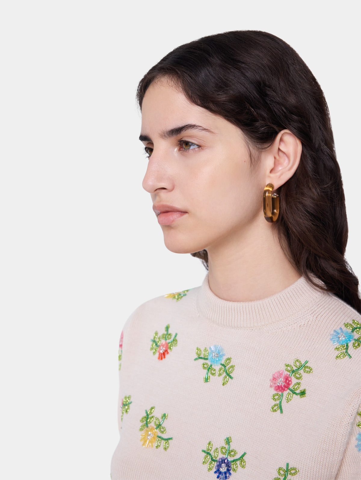 XL Link earrings in ochre resin - Image 1