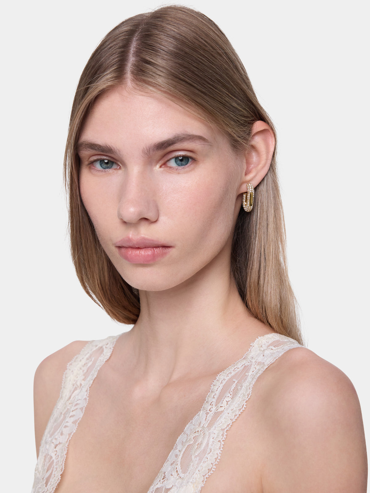 Mini XL Link earrings paved with rhinestones - Image 1