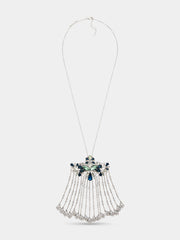 Strass jewel necklace in silver and blue