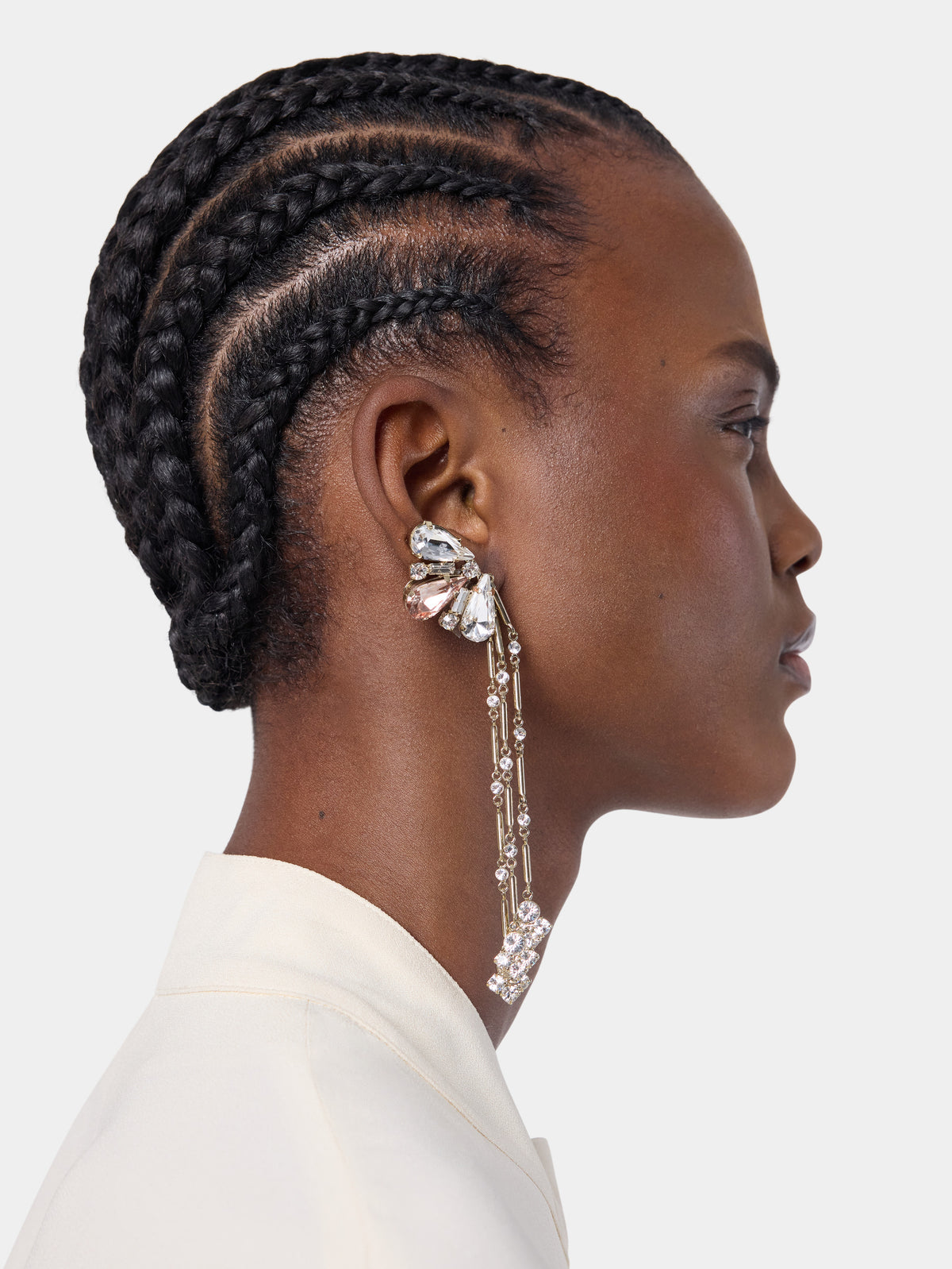 Strass jewel earrings in light gold and pink