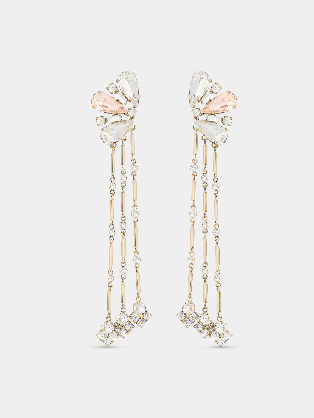 Strass jewel earrings in light gold and pink - Image 1