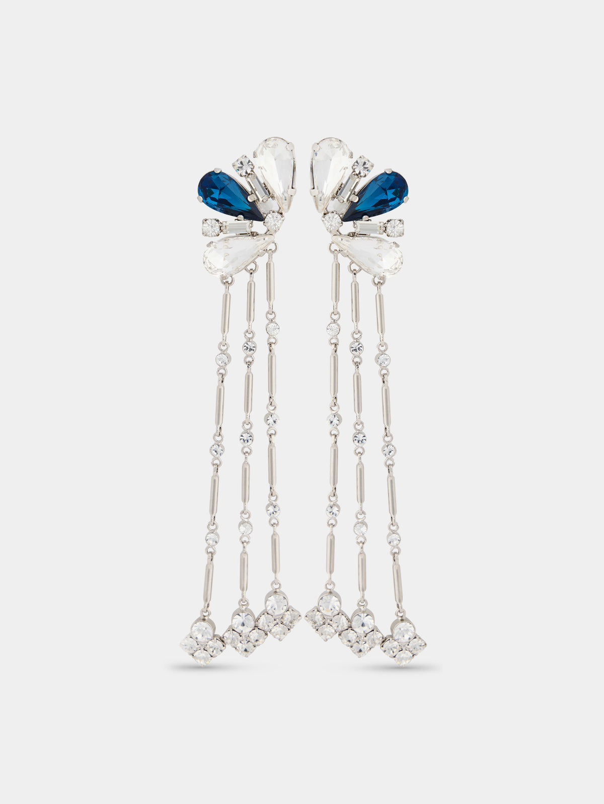 Strass jewel earrings in silver and blue - Image 1