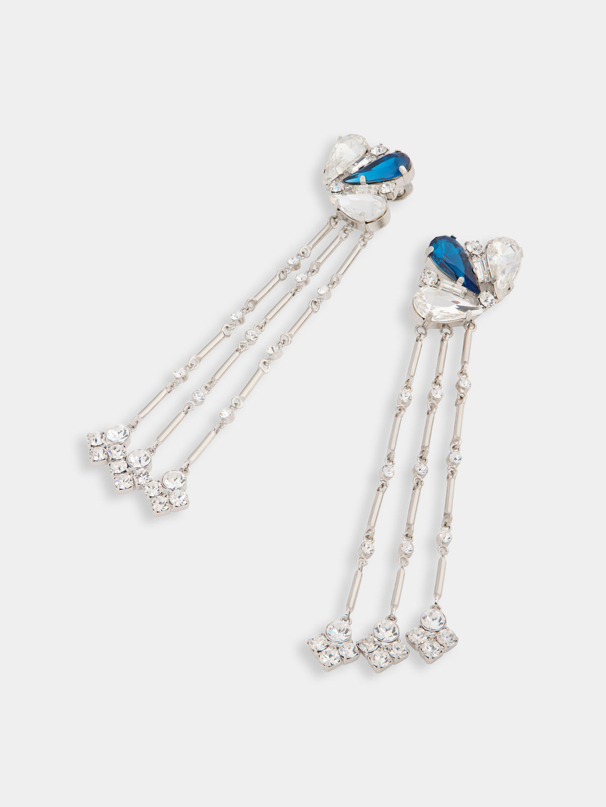 Strass jewel earrings in silver and blue