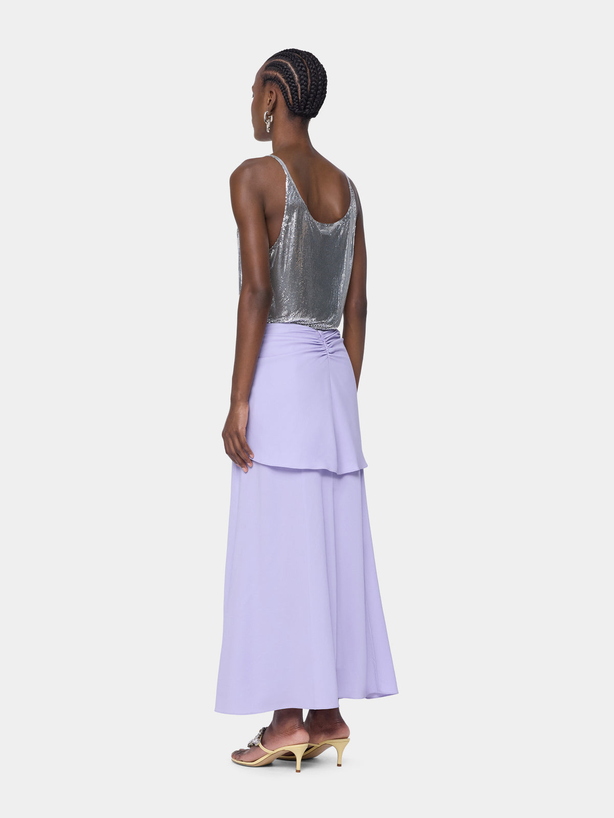 Jupe midi lilas Dinh Van x Rabanne avec ornements bijou argentés